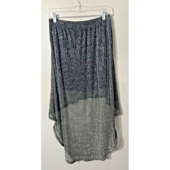 Lily White Metallic‎ Silver High Low Skirt skirt Fairy Grunge, Retro, Disco - Picture 2 of 6